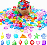 MARFOREVER 150 colorful acrylic pirate treasure gems with gunny bag - view 4