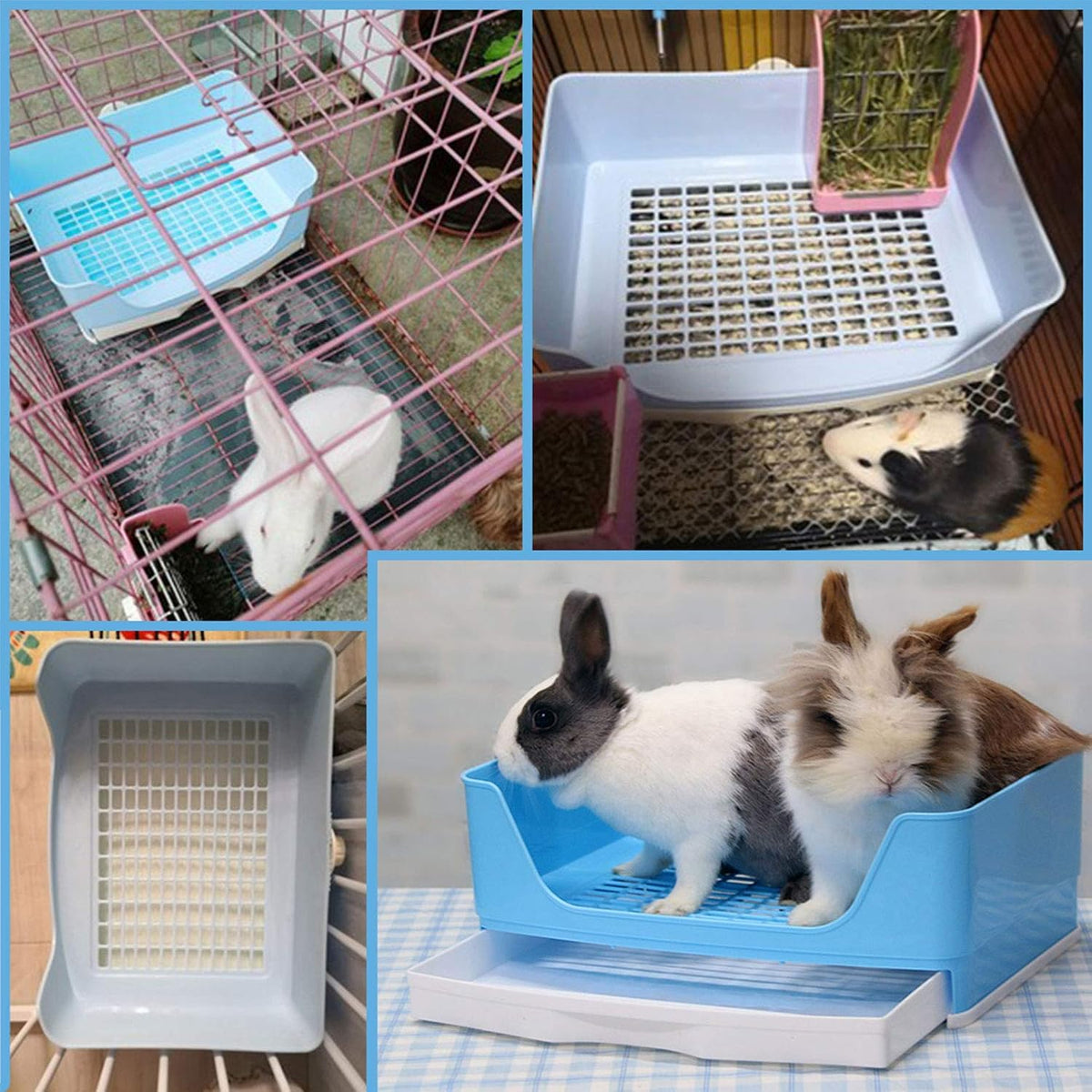 PINVNBY Plastic Rabbit Litter Box with Drawer - Blue - image 2