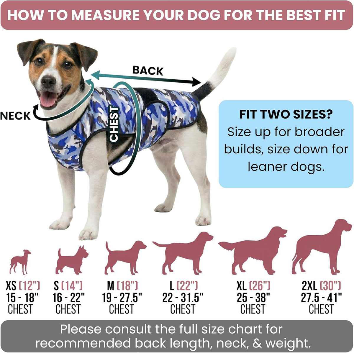 Dog Cooling Vest, 2-Layer Microfiber Cooling Jacket, Blue, L – Essentials for Dogs - Blue Camo / Large (Pack of 1) - image 3