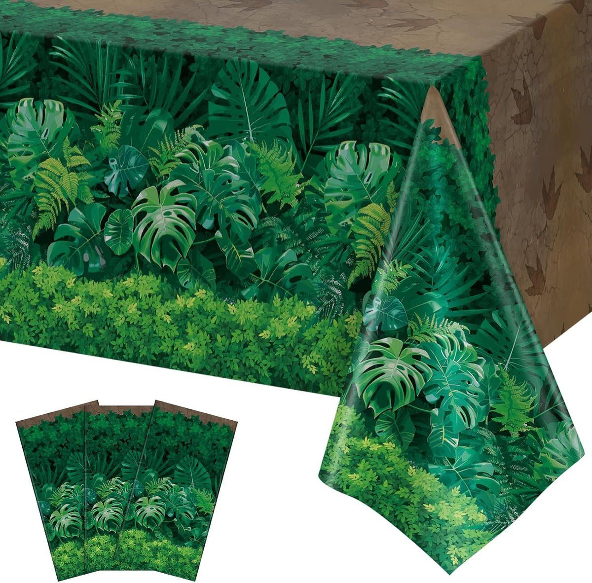 NatNarr 3 Pack Wood Grain Plastic Tablecloths - Forest Path