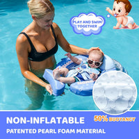 Mambobaby Baby Float with Canopy & Tail Non-Inflatable Baby Swim - SHARK BLUE - image 2