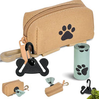 Dog Waste Bag Dispenser Pet Poop Bag Dispenser for Leash Accessory dog Poop Bag Holders Fits Dog Leash Include Hand Free Holder, Khaki, No-KaqiXB