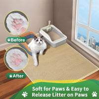GRELY Cat Litter Mat,XL47''X 28'' Extra Large Litter Trapping Mat Kitty Rug – Daily Care for Cats - Khaki / 2'4" x 3'11" (XL) - image 4