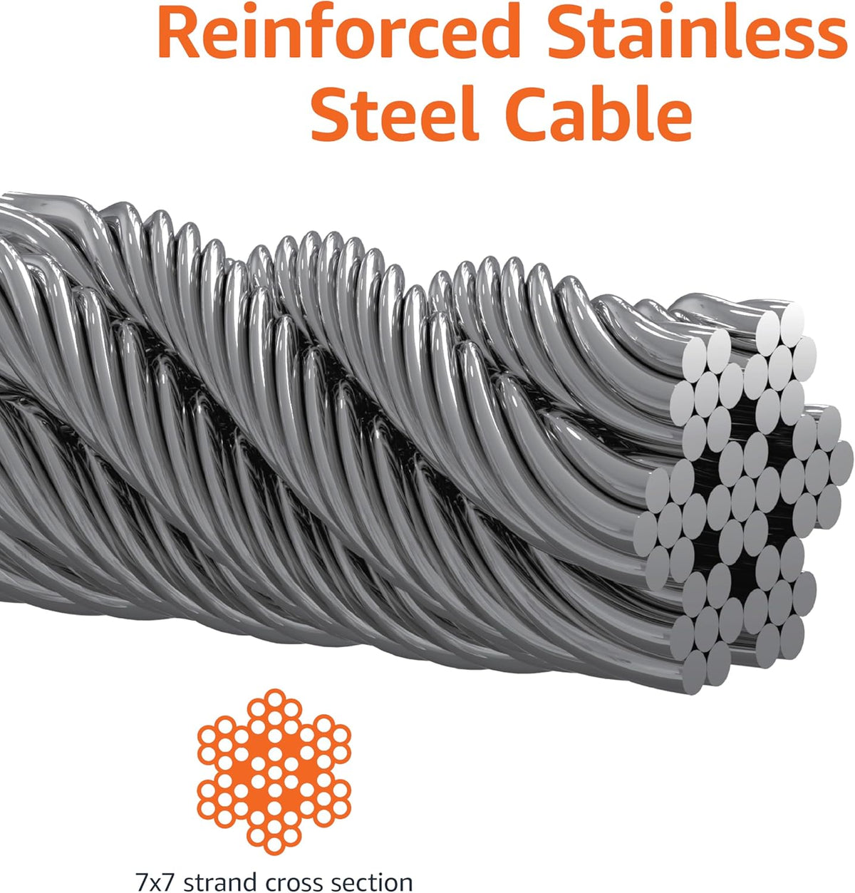 Amazon Basics Rust-Free Steel Wire Tie-Out Cable for Large Dogs up - White / 25 Feet (Pack of 1) - image 2