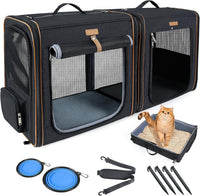 Lekereise Large Cat Carrier for 2 Cats - Black / M-2 Cats Travel