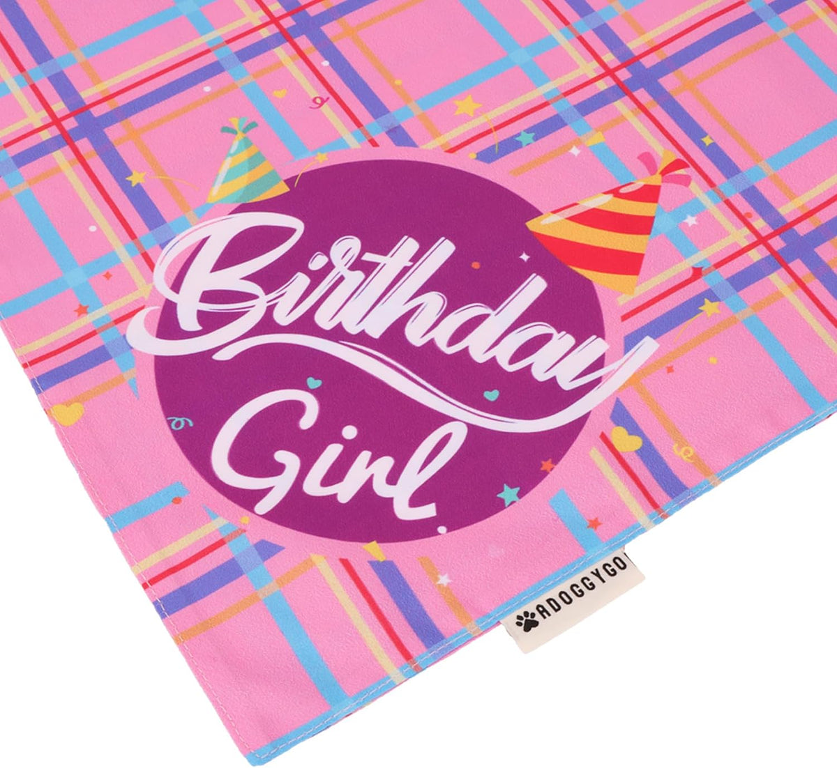 Dog Birthday Hat Bandana Set, Blue Plaid Boy Dog Bandana - Small / Pink Violet Girl - image 4