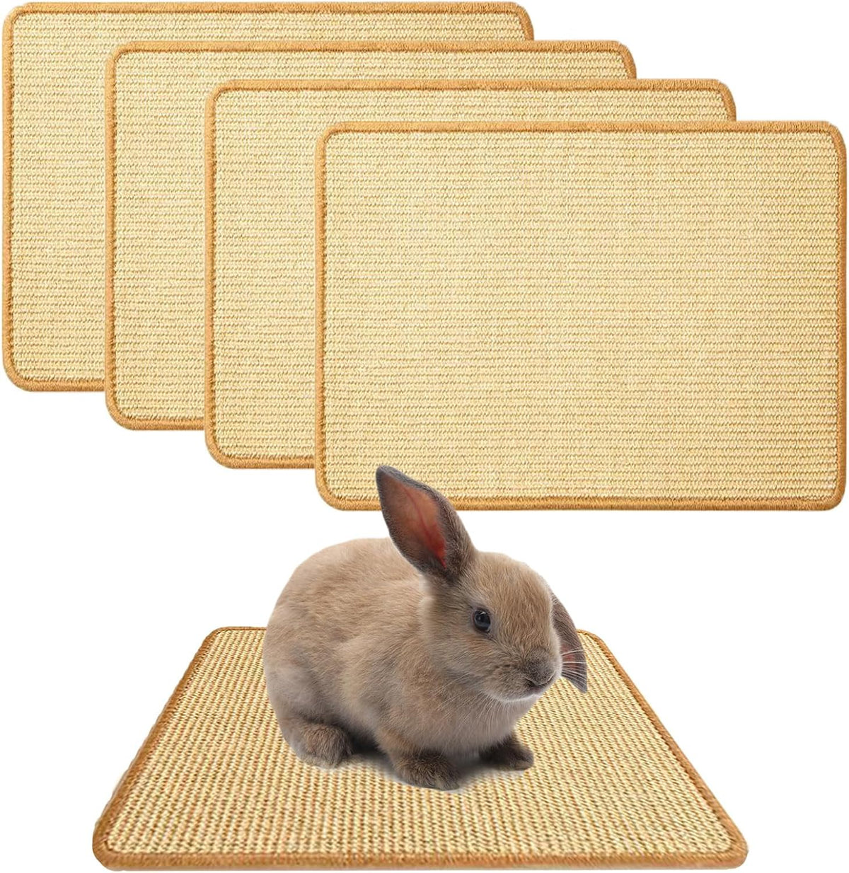 2PCS Rabbit Scratch Mat, Natural Bunny Pad Claws and Teeth Care - Natural 4pcs / 16"x12"