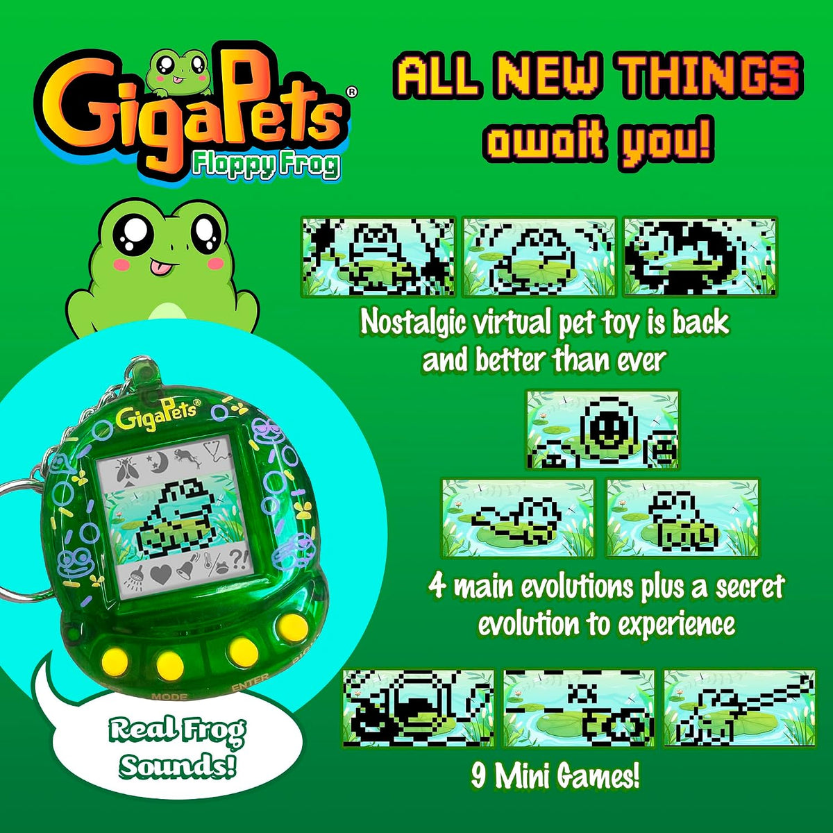 Giga Pets Interactive Digital Pet Toy, Boys & Girls, Ages 6+ - Floppy Frog - image 4