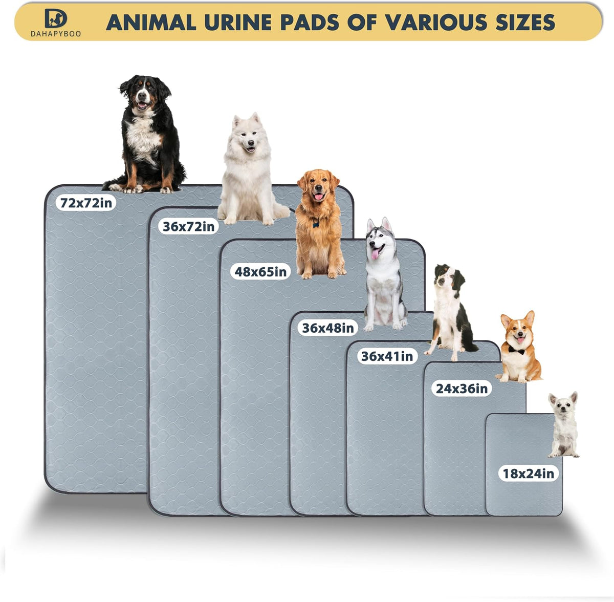 DAHAPYBOO Washable Pee Pads for Dogs 18x24 - 36X72-4P / 4 - image 3