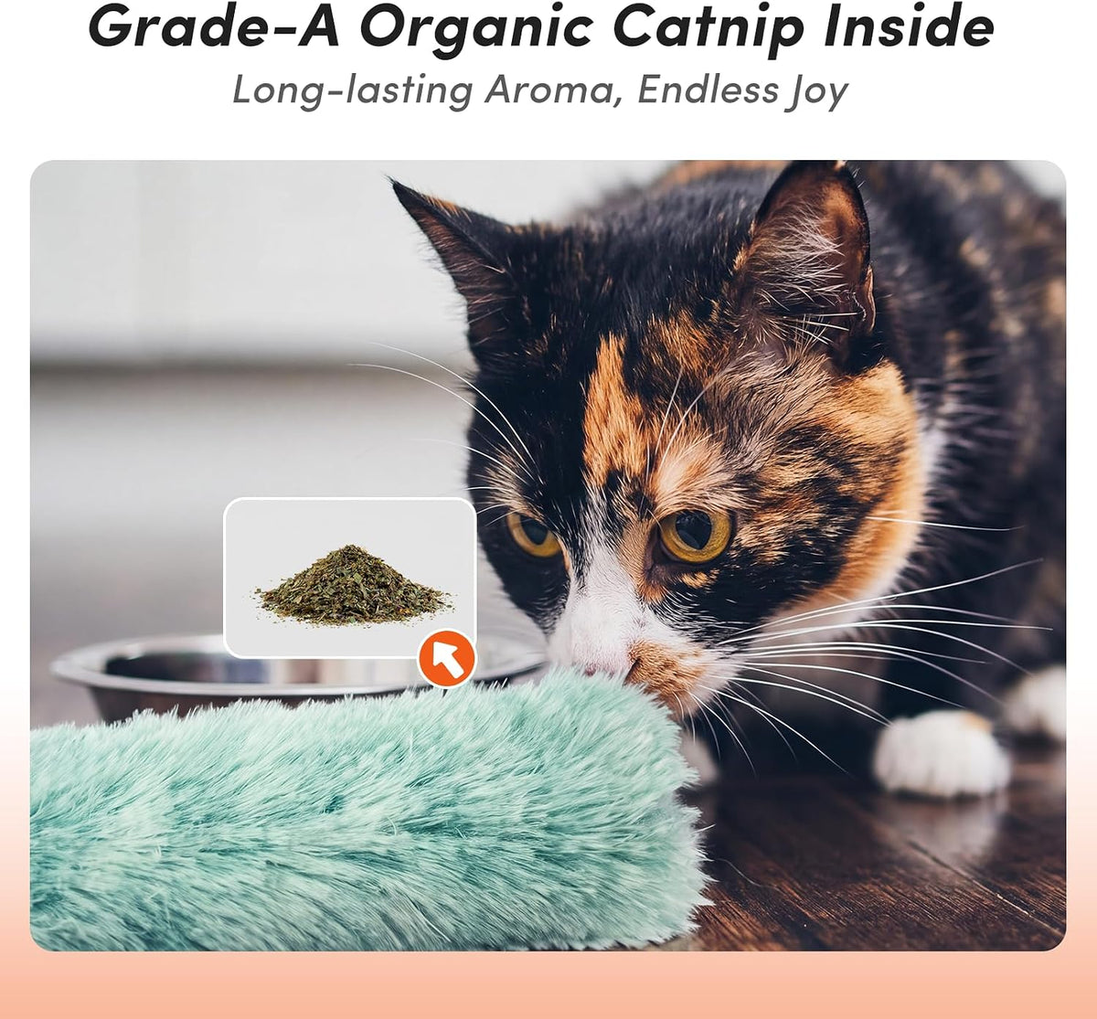 Catnip Cat Toys 4 Pack, Soft Cat Pillow Kicker Toys with Crinkle Sound, Interactive Cat Plush Toys - Orange Green Blue Pink - image 3