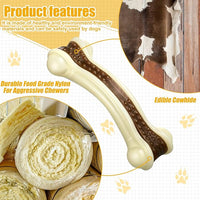 Sosation 6 Pcs Dog Toys for Aggressive Chewers Nylon Beef Flavor Bones Tough Puppy Teething Toys Puppy Chew Bones for Large Medium Small Breed Dogs Puppies Pets Chew Toys(Large)
