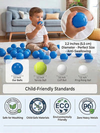 Clear Ball Pit Balls - Crush Proof Plastic Toy Balls for Boys and Girls – Fun for Kids & Family - 100 PACK / Blue - image 3