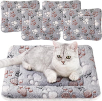4 Pack Soft Pet Bed Mat Small Dog Crate Fleece – Essentials for Dogs - 13 x 19 Inches / Light Gray