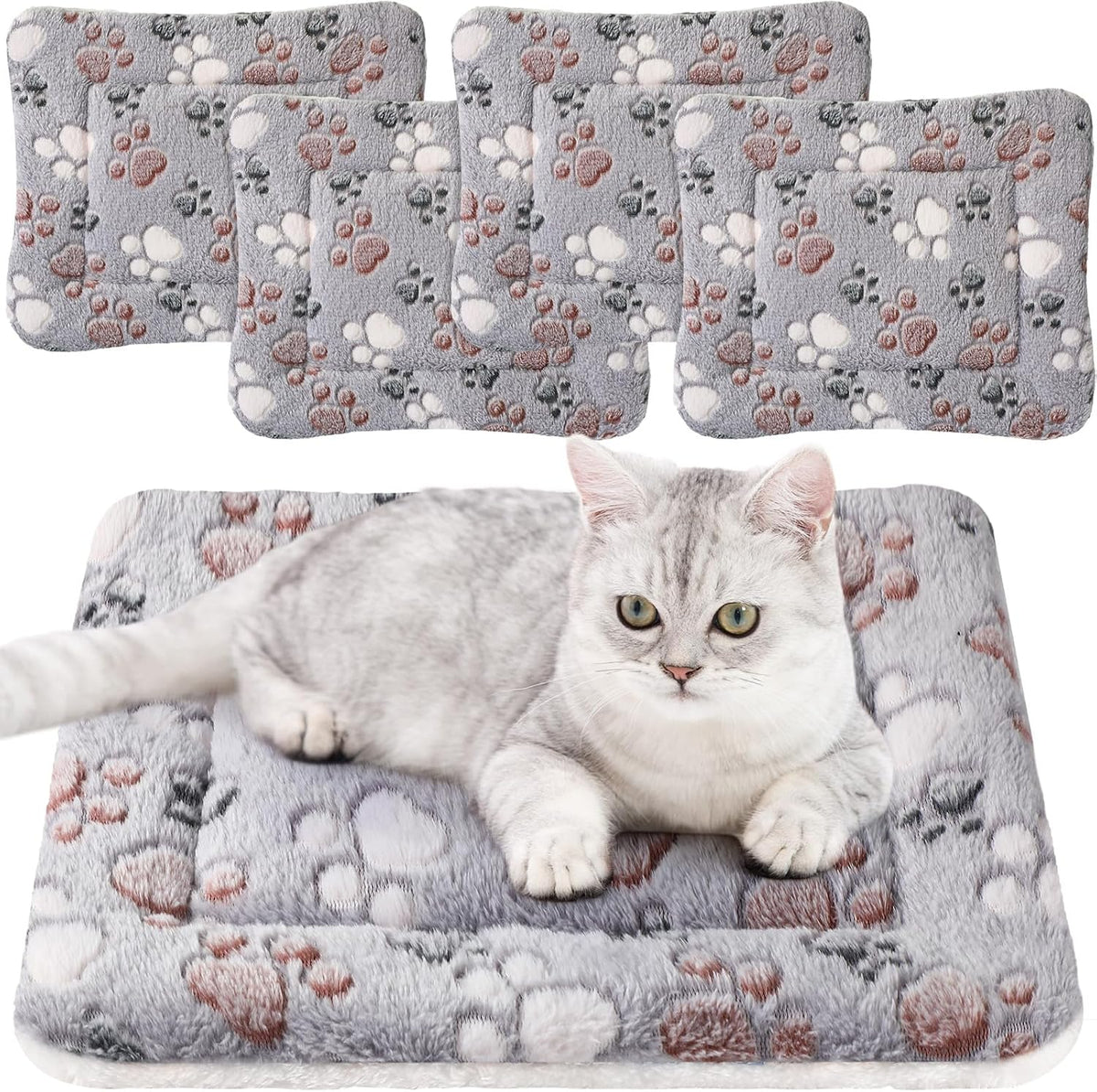 4 Pack Soft Pet Bed Mat Small Dog Crate Fleece – Essentials for Dogs - 13 x 19 Inches / Light Gray