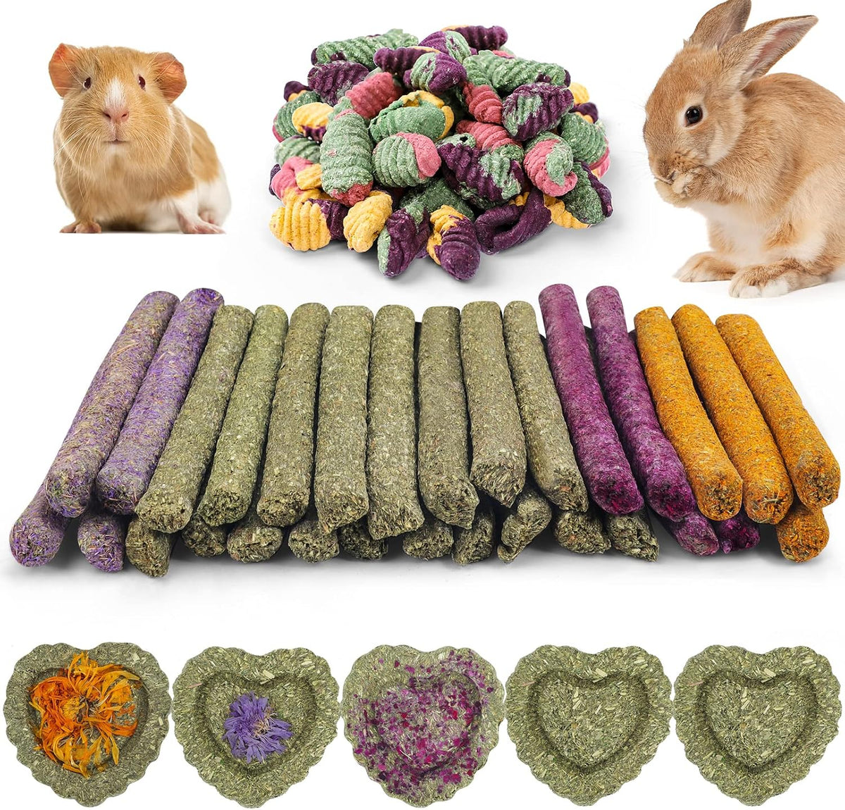 52Pcs Rabbit Chew Sticks, Guinea Pig Toys - 36Pack-sticks Set