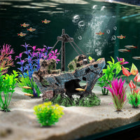 8Pcs Fish Tank Decorations Set Sunken Ship Decoration - 8 Pcs - image 3