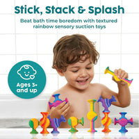 BUNMO Bath Toys Suction, Connect, Build, Create - Rainbow Swirl - 10 Pk - image 2