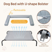 TJSOULER Cooling Elevated Dog Bed with Pillows - XL(48.5x35.5x8)Inches / Grey - image 4