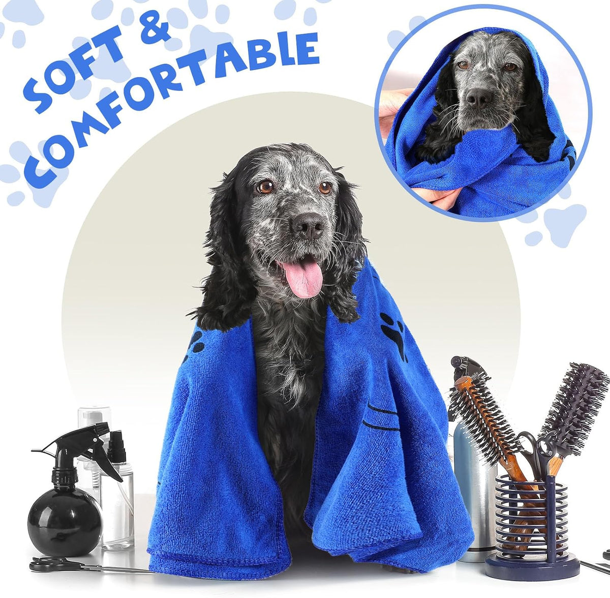 Chumia 4 Pcs Dog Towels for Drying Dog Puppy Bulk Microfiber - 24 x 40 Inch / Grey, Sapphire Blue, Coffee, Burgundy - image 2