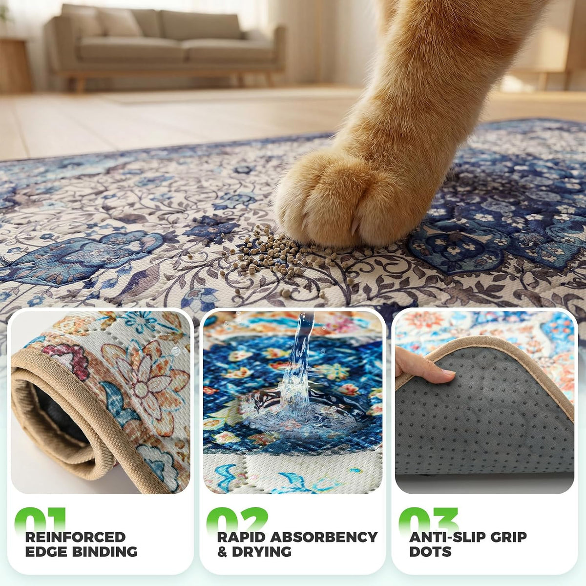Hompet Cat Litter Mat 2 Pack - 19x30 Inch (Pack of 2) / Cream Moroccan Trellis - image 3