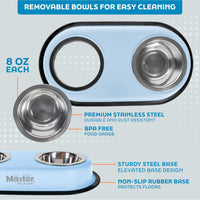 Master Pet Supply Double Dog Bowls Set with Elevated Base Black Velvet – Essentials for Dogs - Glacier Blue - image 3
