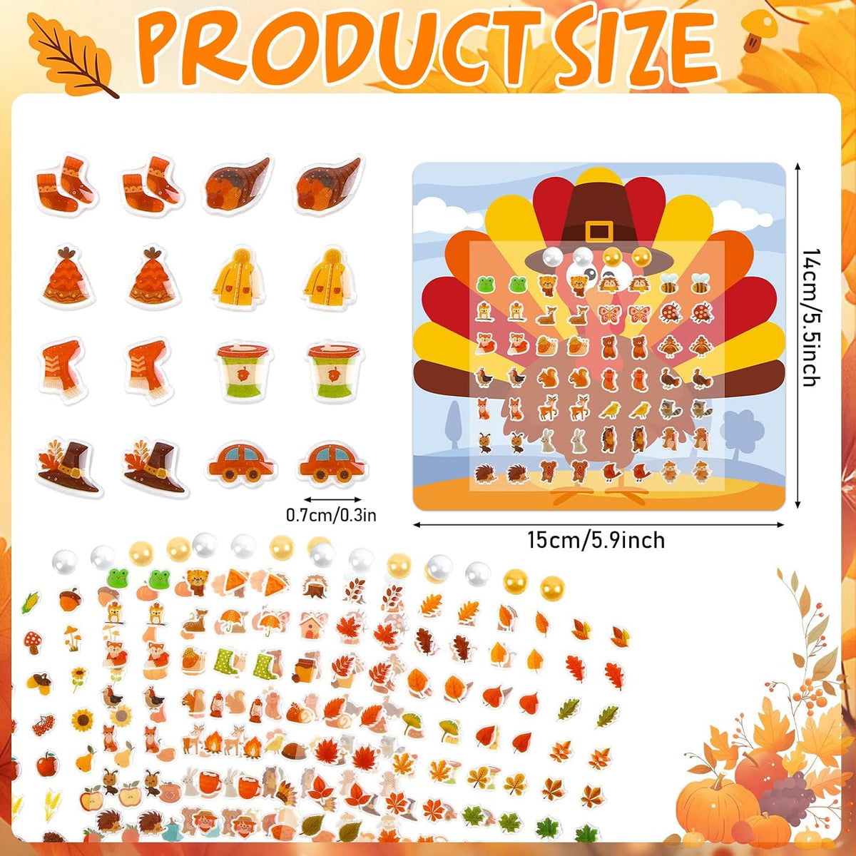 AUGSUN 240 Pcs Halloween Stick on Earrings for Little Girls – Fun for Kids & Family - Fall Style - image 3