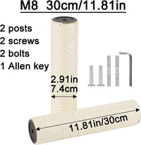 7.4cm 2.91in Diameter Cat Tree Scratching Post Replacement Sisal Pole - 11.81in/30cm / M8*2posts - image 2