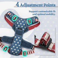 rabbitgoo Dog Harness No Pull with 2 Leash Clips, Adjustable Soft Padded, Reflective Oxford No Choke Pet Vest with Easy Control Handle for Large Dogs, Blue Star, M