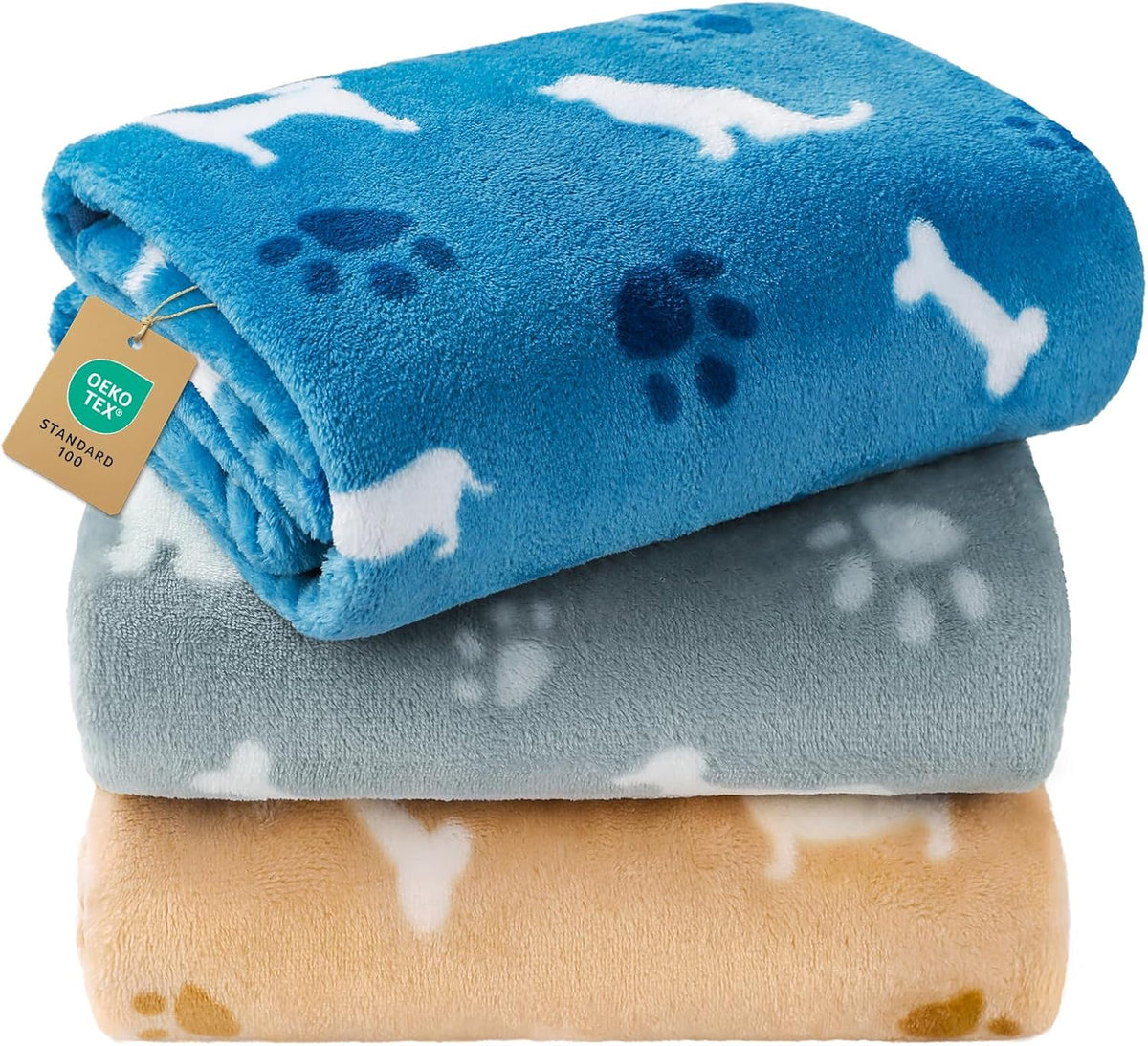 Luciphia 3 Pack Cute Dog Blankets Soft Fleece for Small Puppy Cat - Barking Bones / 30x20 inch (Pack of 3)