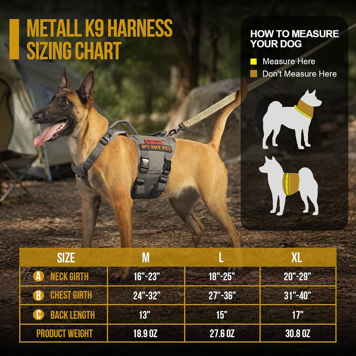 OneTigris Tactical Dog Harness with 5X Metal Buckle - M / Grey - image 2