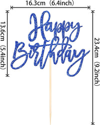 ZHUOWEISM 1 PCS Gold Happy Birthday & Anniversary Cake Topper – Fun for Kids & Family - Dark Blue - image 2