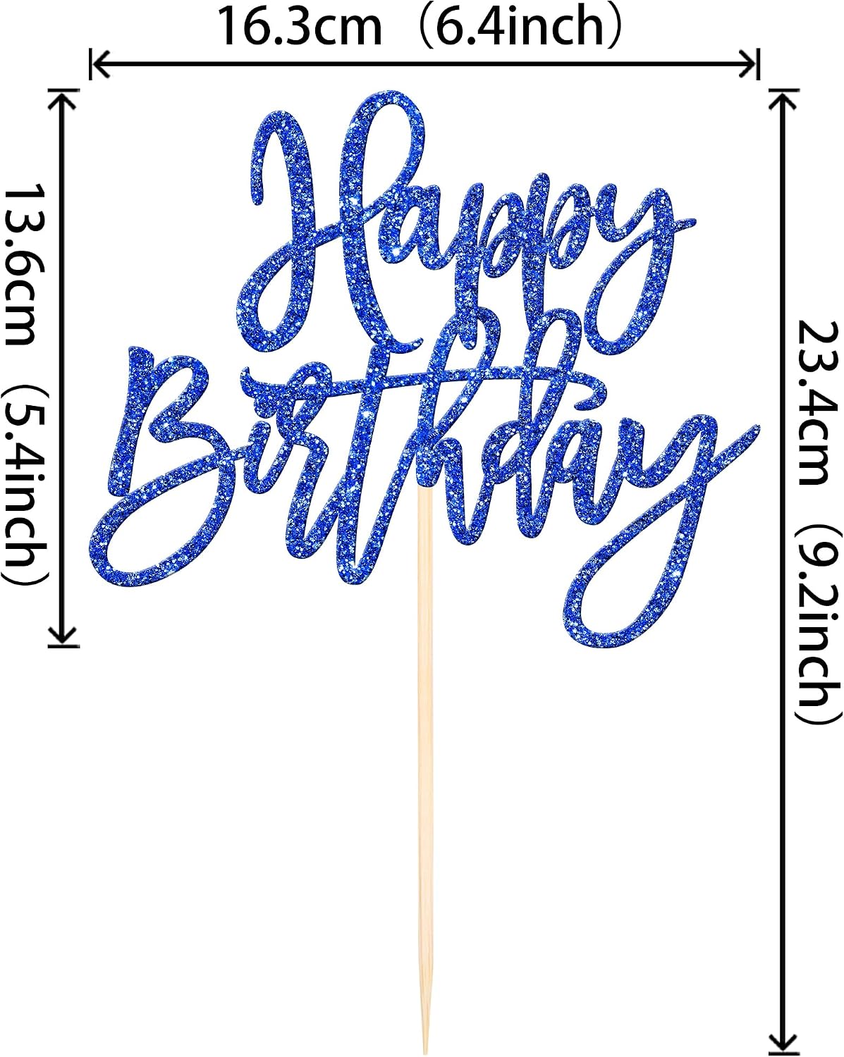 ZHUOWEISM 1 PCS Gold Happy Birthday & Anniversary Cake Topper – Fun for Kids & Family - Dark Blue - image 2