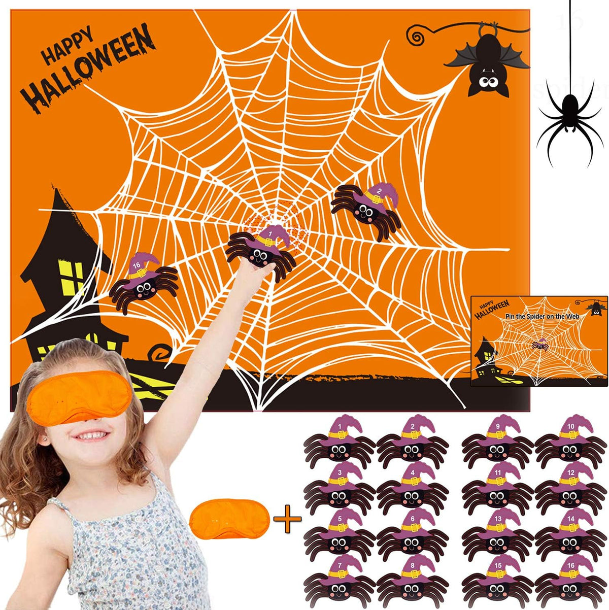 Halloween Games for Kids Pin The Spider on The Web Halloween Party