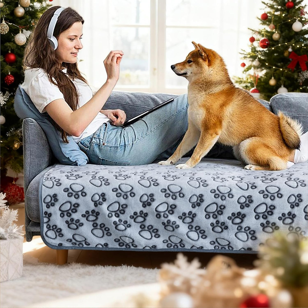 Stuffed Premium Soft Dog Blanket Washable - Grey / L(30x70") - image 2
