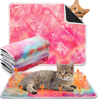 4 Pack Self Heating Cat Pad Self Warming Dog Mat, Heart - Tie Dye / 16 x 20 Inches
