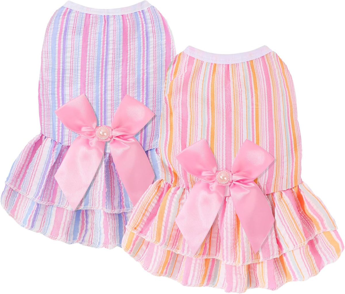 Dog Dress, Cute Pet Princess Dresses with Bright Color Design - Pruple Pink / Medium