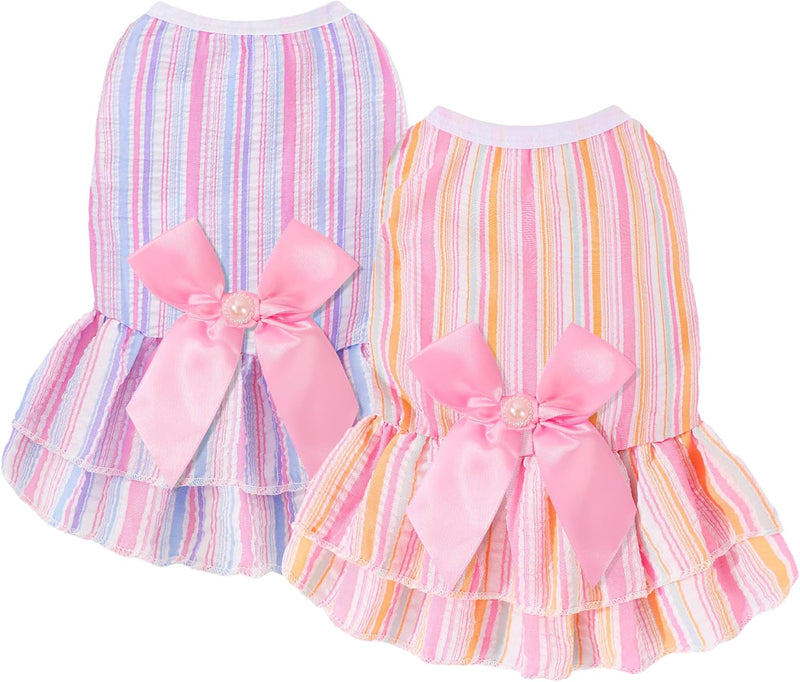 Dog Dress, Cute Pet Princess Dresses with Bright Color Design - Pruple Pink / Medium