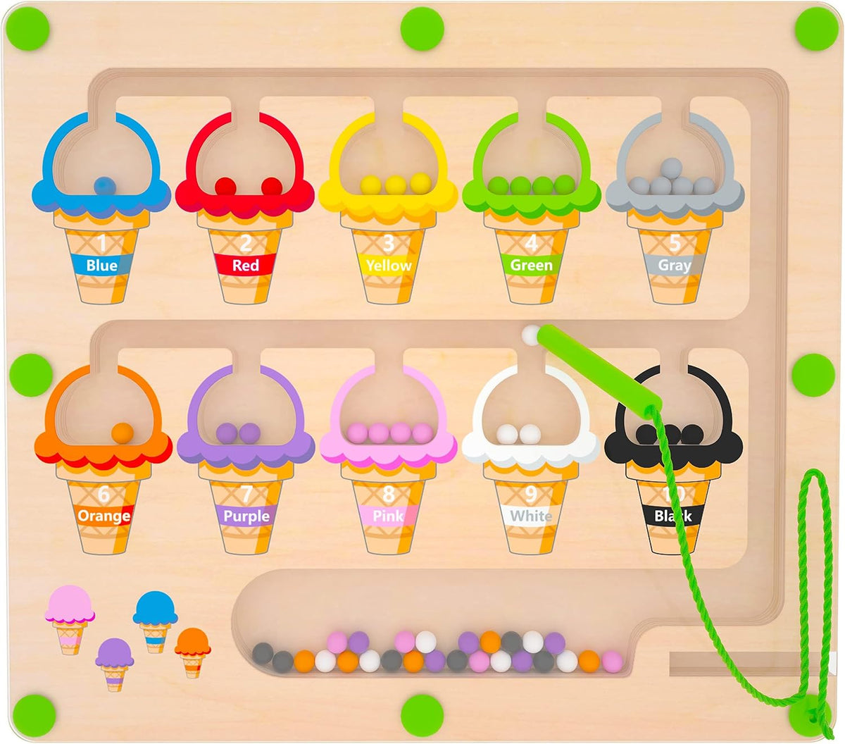 MTYOKILN Magnetic Color & Number Maze - Ice Cream