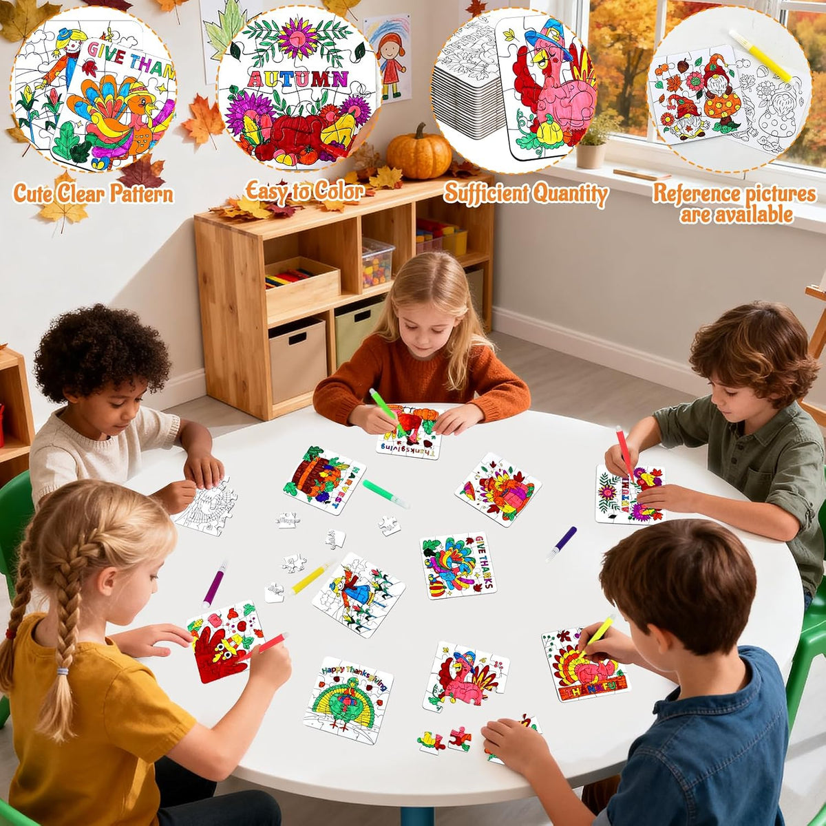 MUOUAKATE Christian Halloween crafts for kids, 24 blank coloring puzzle sets - view 31
