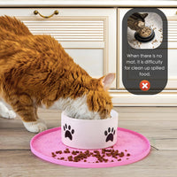 Silicone Pet Food Mat - Waterproof Dog & Cat Feeding Mat with High Lip to Prevent Spills & Protect - Pink - image 4