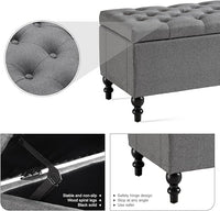 Ottoman with Storage,50.2-inch Upholstered End of Bed Storage Bench for Bedroom,for The Living Room,for Entryway, with Tray & Button and Safety Hinges,Detachable (Grey)