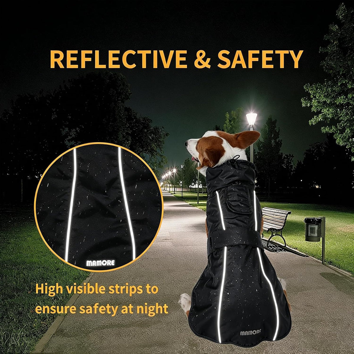 Adjustable Waterproof Dog Raincoat for Dogs - Black / Large(22-37lb) - image 2