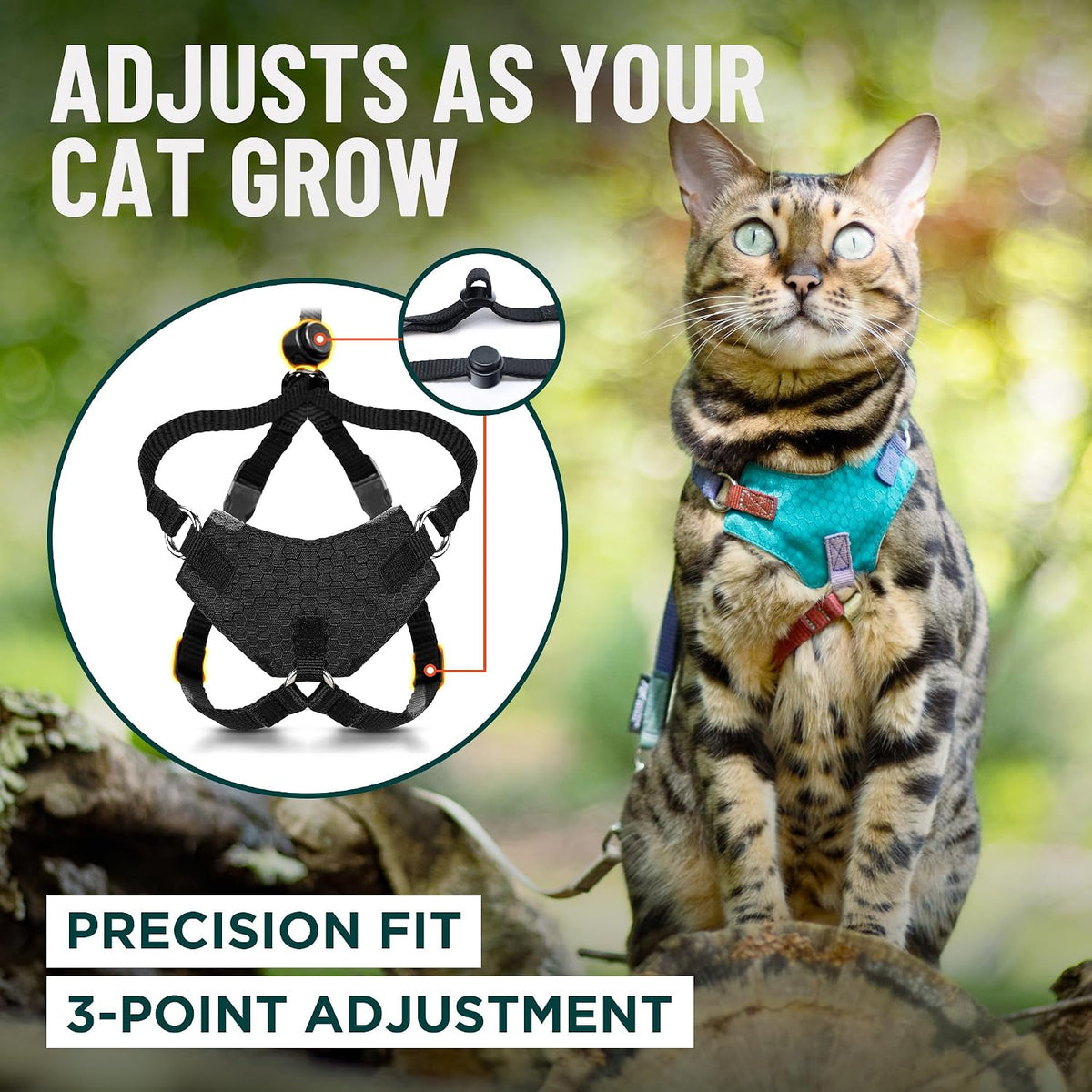 Houdini Escape Proof Cat Harness and Leash – Essentials for Cats - Black / S - image 4