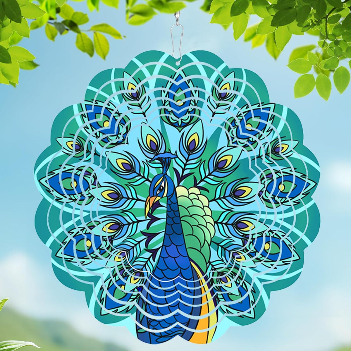Rooster Metal Wind Spinners - Peacock / 12 Inch