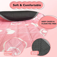 4 Pack Guinea Pig Bedding - Washable Guinea Pig Liners for C&C 2x1 Cage, Waterproof Reusable & Anti Slip Pee Pads Super Absorbent Mats for Small Animal Rabbit Hamster Rat (Pink, 28 x 14 Inch)
