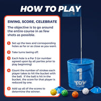 TOY Life backyard bucket golf game set with blue golf buckets, flag and golf balls on a lawn - view 9