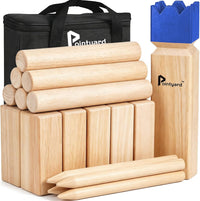 Kubb Yard Game Set Solid Wooden Viking Chess Outdoor Toss Game – Fun for Kids & Family - Blue / 3 Inches Kubb