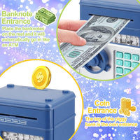 Piggy Bank for Kids Girls Boys with Password Code Lock Cash Coin Can - Dark Blue Without Sitcker - image 2
