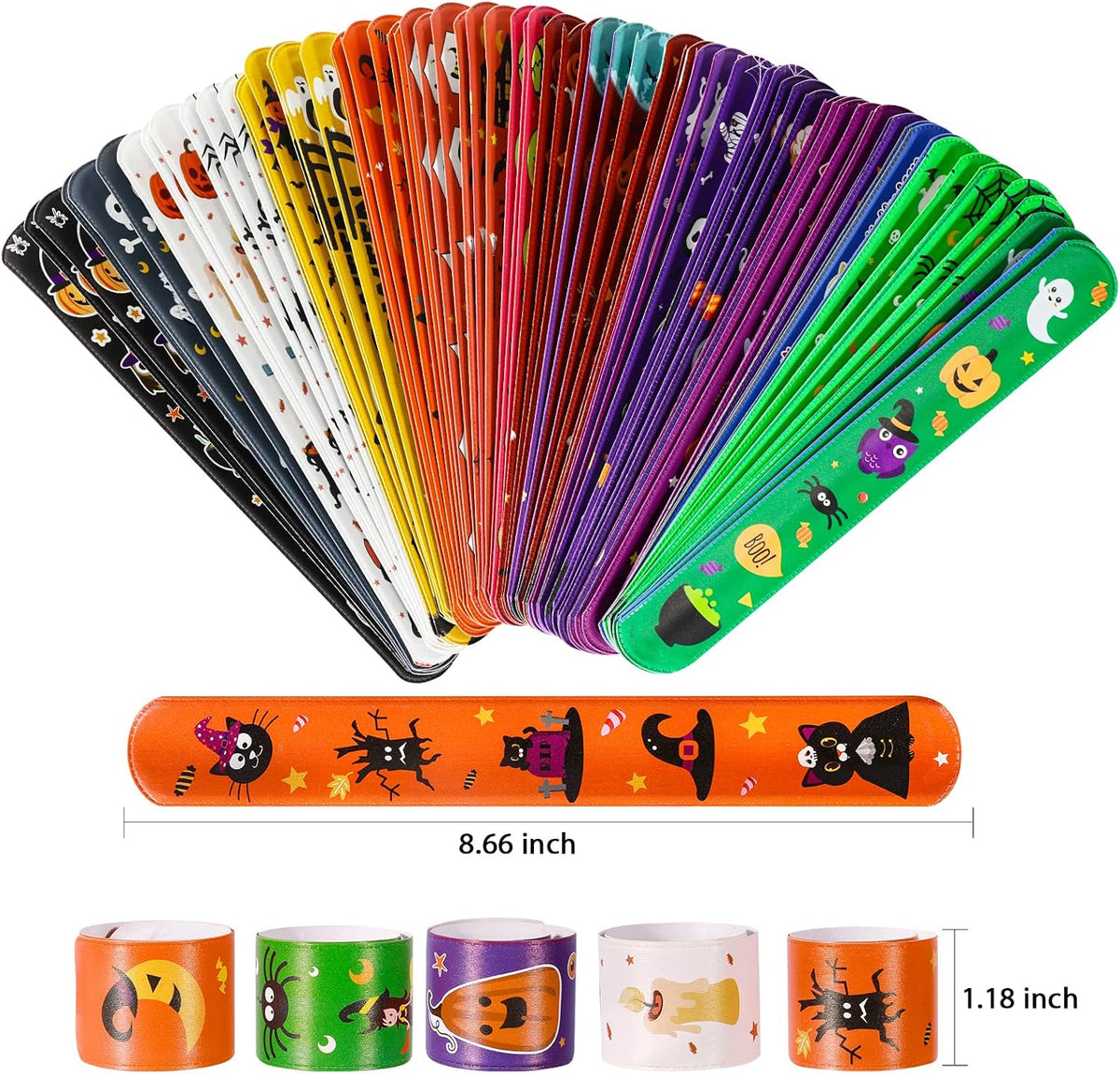 MGparty 72PCS Halloween Slap Bracelets 24 Halloween Theme Designs - Halloween - image 3