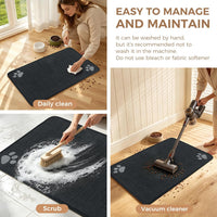 Dog Food Bowl Mat Pet Feeding Mat for Food Water 14.2x24In Grey – Essentials for Dogs - Black Rectangle / 31"L x 20"W - image 3